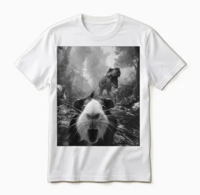 Lustiges Meerschweinchen-Selfie Mit T-Rex-Dinosaurier-Dino-Grafik Unisex T-Shirt - White