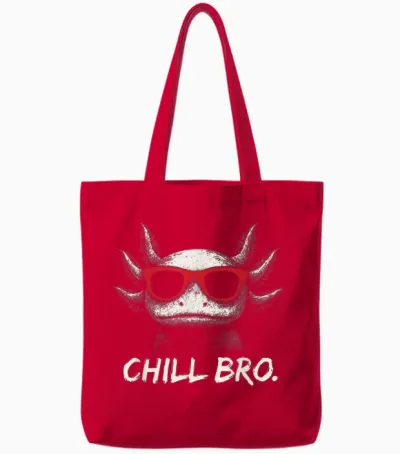 Chill Bro Funny Axolotl with Sunglasses Gamer Tote Bags - Red