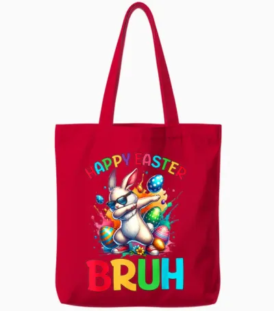 Bruh Easter Eggs Teens Boys Kids Easter Bunny Easter Tote Bags - Red