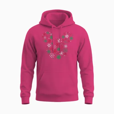 Disney Mickey Mouse Icon Holiday Snowflakes T-Shirt Small Unisex Hoodie - Heliconia