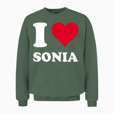 Red Heart J'aime Sonia T-Shirt, Black, S Unisex Sweatshirt - Military Green