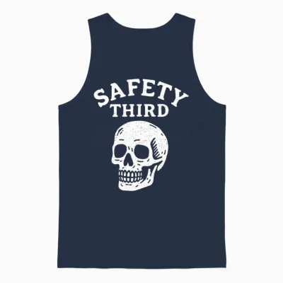 Safety Third Skull Funny Sarcastic Safety Third Unisex Tank Top - Navy
