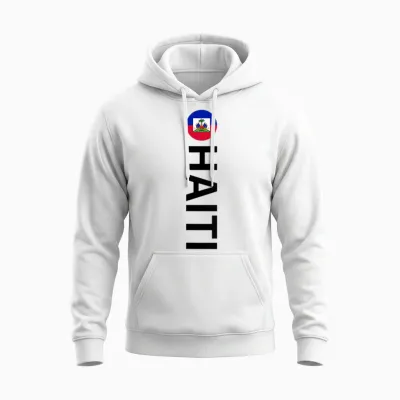 Drapeau Haïti Vertical Unisex Hoodie - White