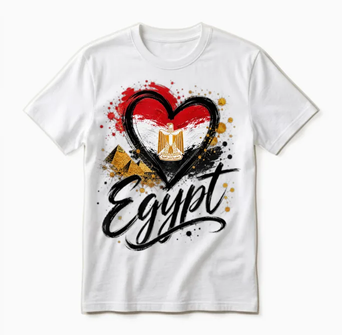 Drapeau Pyramide En Forme De Cœur Avec Inscription « I Love Egypt » Unisex T-Shirt in White