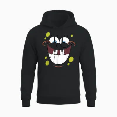 Spongebob Squarepants Kinder Unisex-Erwachsene Und Kinder T-Shirt Cartoon-Novelty, Spongebob Smile Face Gelb Small Kurzarm Klassisch Sommer 1 Count 0 Taschen Dehnbar Cartoon-Muster, Leuchtendes Gelb Unisex Hoodie - Black
