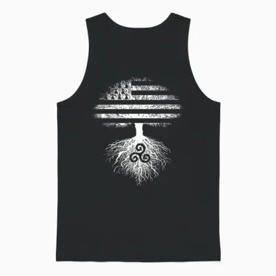 Tree Flag Emblems Brittany Gwenn Ha Triskèle Breton Unisex Tank Top - Black