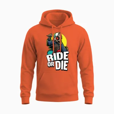 Ride or Die Retro Skateboard Unisex Hoodie - Orange