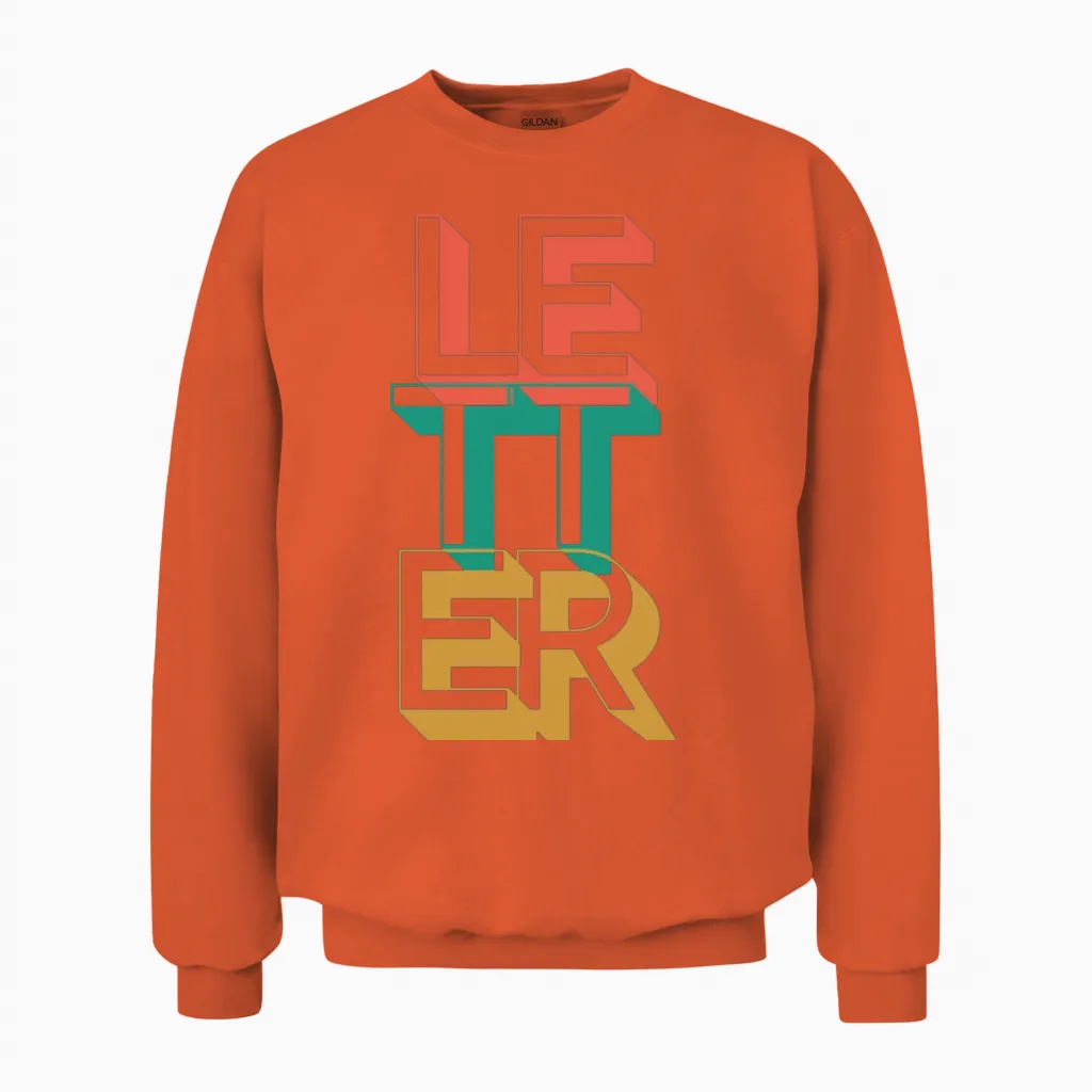 Retro Letter Unisex Sweatshirt in Orange
