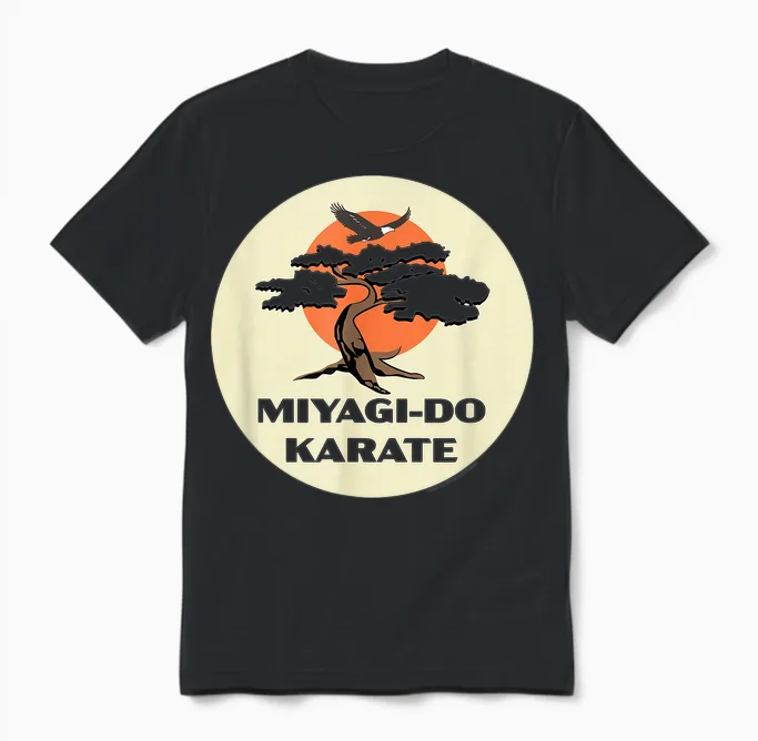 Cobra Kai Miyagi-Do Karate Eagle Fang Bonsai Tree Dojo Logo Unisex T-Shirt in Black
