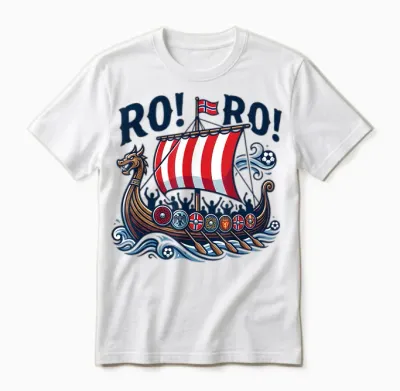 Ro Ro Norway Viking Ship Soccer Norwegian Fan Men Women Unisex T-Shirt - White