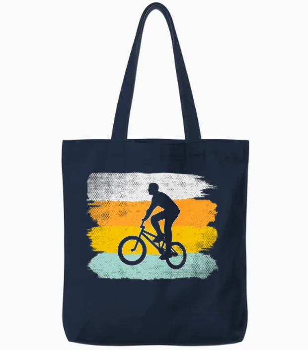 Bmx Retro Cycling Gift Tote Bags in Navy