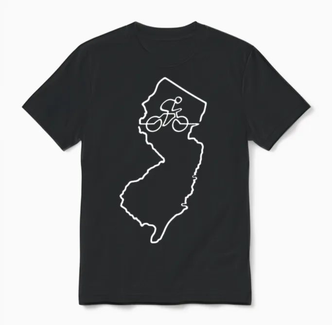 New Jersey Cycling Shirt Cyclist Gift Bike Biking Unisex T-Shirt in Black