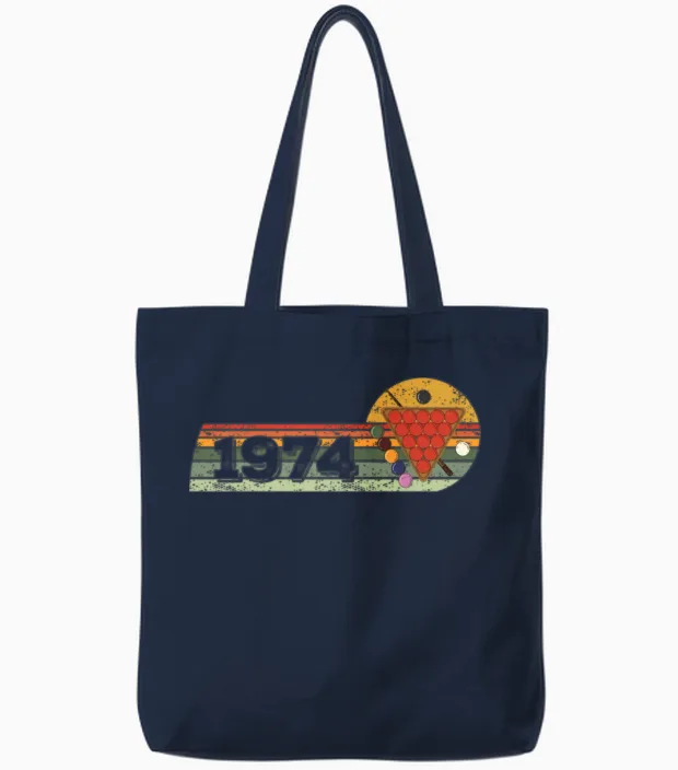 Snooker Snooker-Game Vintage Born 1974 Birthday Tote Bags in Navy