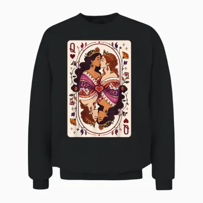 Lesbian Pride Month Lgbtq Queen Hearts Kartenmotiv Unisex Sweatshirt - Black
