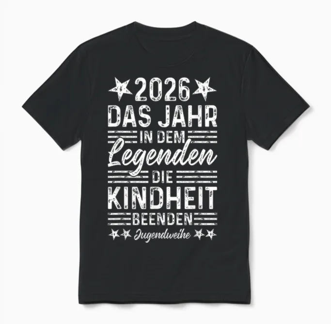 Jugendweihe 2026 Jahr in Dem Legenden Die Kindheit Beenden Unisex T-Shirt in Black