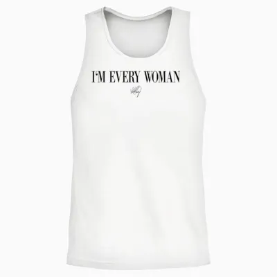 Whitney Houston I'm Every Woman Black Unisex Tank Top - White