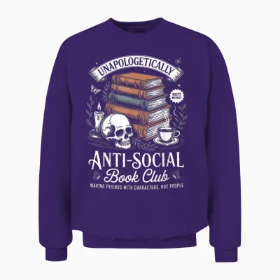 Anti-Social Book Club Reader Bücher & Kaffee Dark Academia Unisex Sweatshirt - Purple