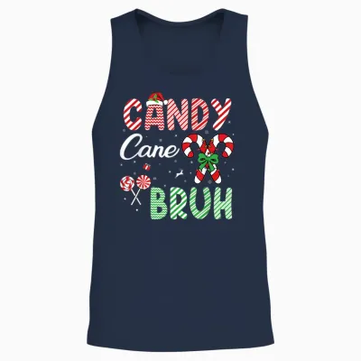 Candy Cane Bruh Funny Christmas Holiday Boys Unisex Tank Top - Navy