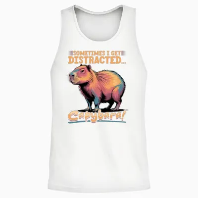 Funny Capybara Unisex Tank Top - White