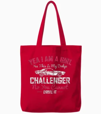 Dodge Challenger Girl Tote Bags - Red