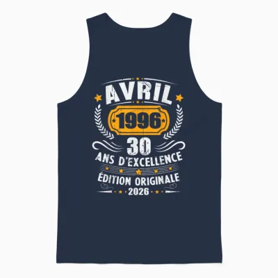 Vintage Avril 1996 Cadeau Anniversaire 30 Ans Hommes Femmes Unisex Tank Top - Navy
