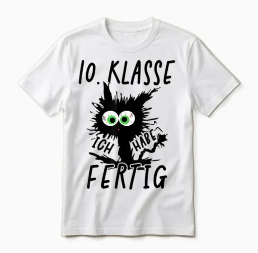 10. Klasse Geschafft Ich Habe Fertig 2026 Katze Unisex T-Shirt in White