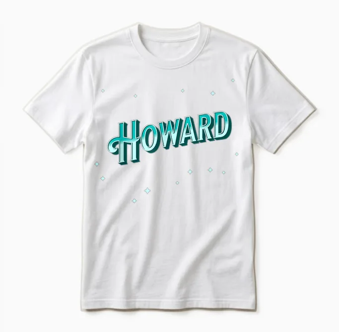 Howard Name Personalised T-Shirt, Black Unisex T-Shirt in White