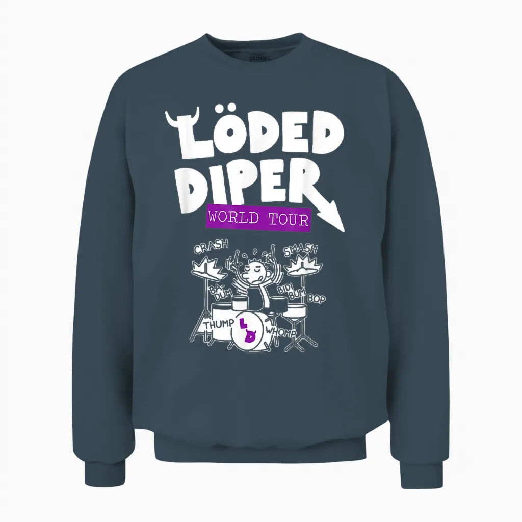 Diary of a Wimpy Kid Loded Diper Band World Tour Funny Unisex Sweatshirt in Dark Heather