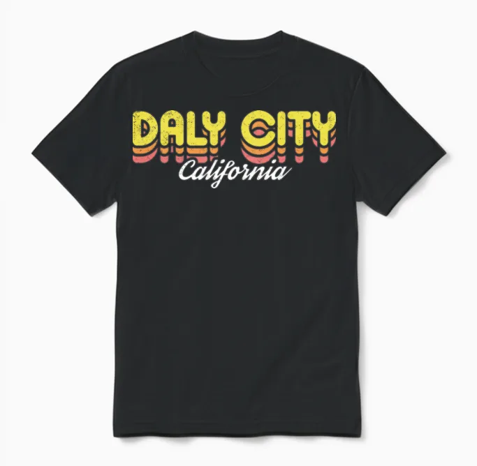 Retro Daly City California Unisex T-Shirt - Black
