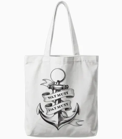 East Frisian Anchor Wat Mutt Dat Mutt Tote Bags - White