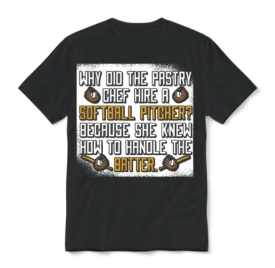 Softball Funny Unisex T-Shirt - Black