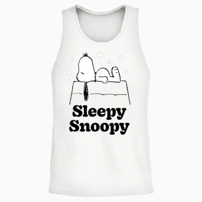 Peanuts Sleepy Snoopy Unisex Tank Top - White