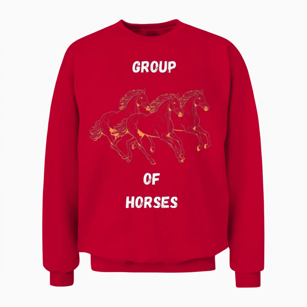 Group of Horses Horse Lovers Unisex Sweatshirt in Red