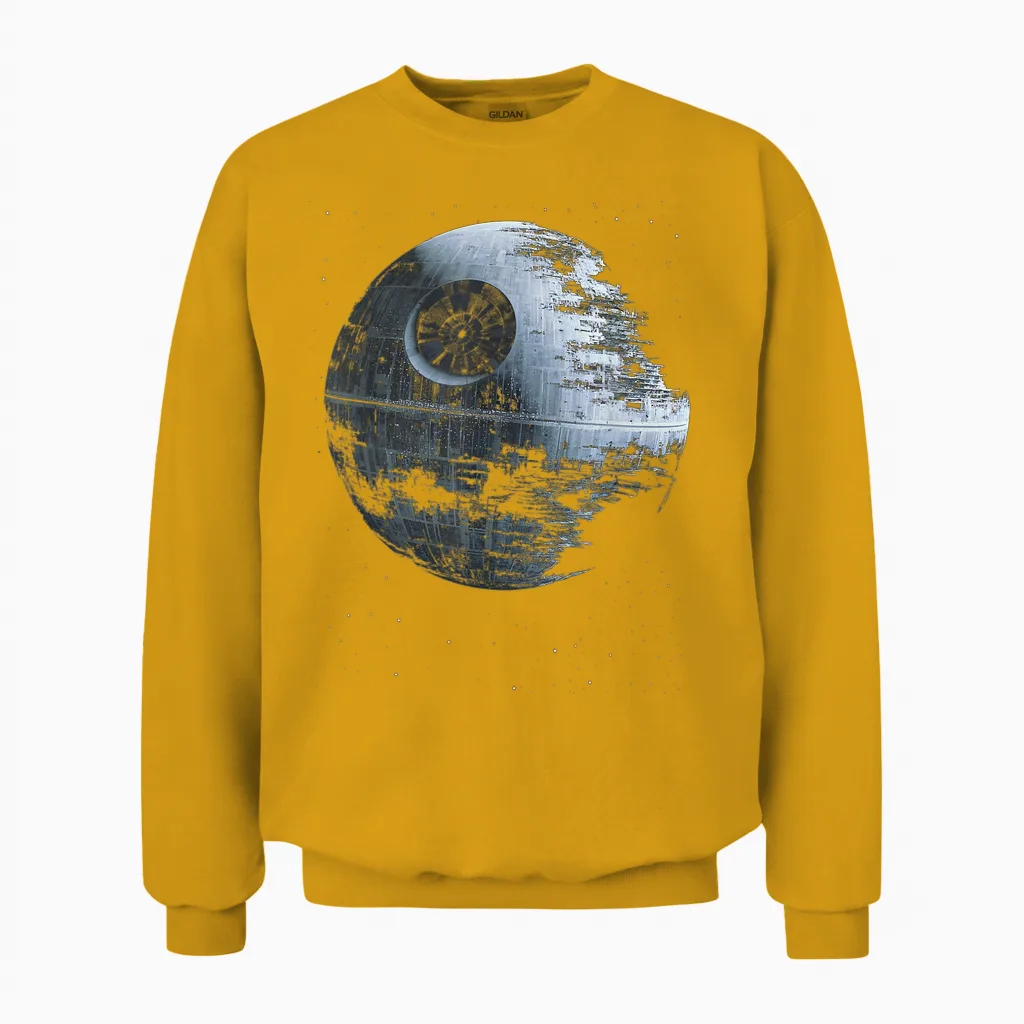 Star Wars: Return of the Jedi Death Star Was Destroyed T-Shirt, Black Unisex Sweatshirt in Gold