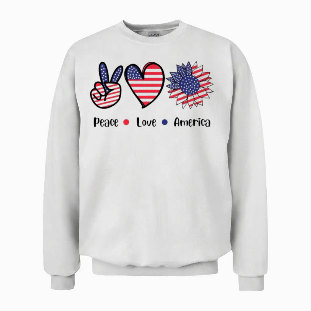 Patriotic Bloom Trio & 4th of July Unisex Sweatshirt in White