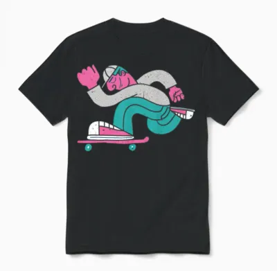 Retro Skate Skateboard Skateboarding Unisex T-Shirt - Black