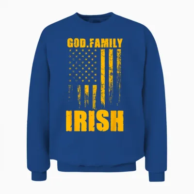 Notre Dame Irish God. Family. Vintage Usa Unisex Sweatshirt - Royal