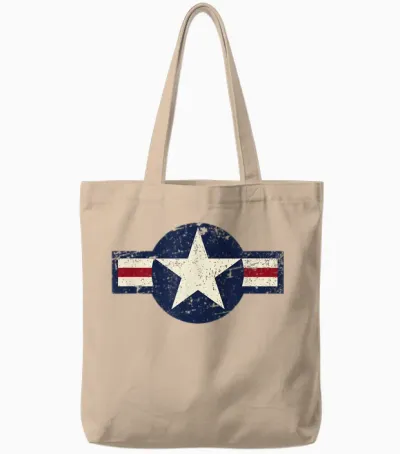 Millésime 1947 à Présent Style Aviation Militaire Américaine Roundel Tote Bags - Natural