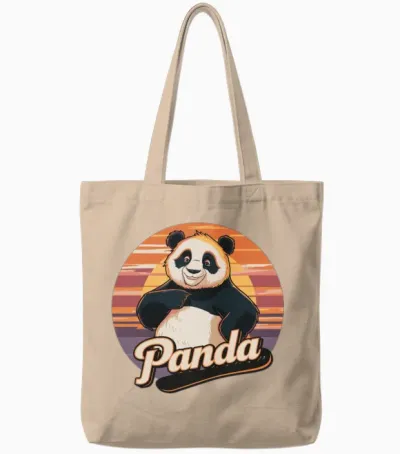 Funny Panda Retro Vintage Tote Bags - Natural