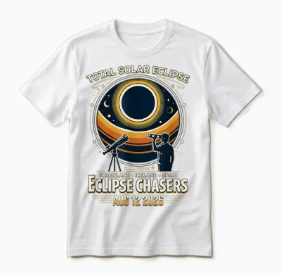 Eclipse Chaser éclipse Solaire 2026 Islande Espagne Unisex T-Shirt - White