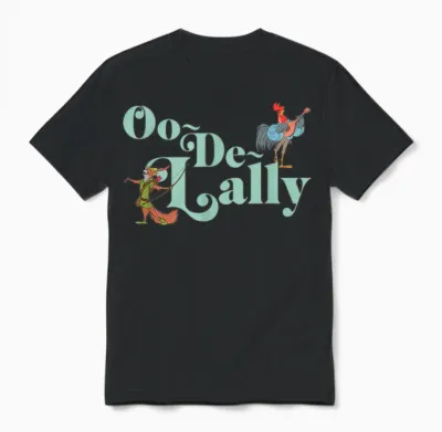 Disney Robin Hood Oo-De-Lally Iconic Quote Chest Text Logo Unisex T-Shirt - Black