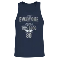 80th Birthday Gift Retro Eighty 80 Years Looks Unisex Tank Top - Navy – 2