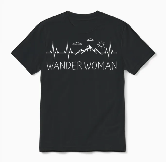 Heartbeat Wandern Wanderwoman Berge Herzschlag Wander Woman Unisex T-Shirt in Black