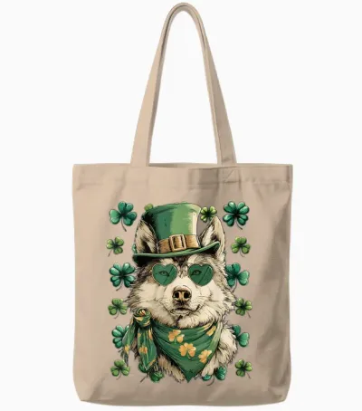 Lunettes De Soleil Loup Irlandais Avec Cœurs Trèfle St Patrick Tote Bags - Natural