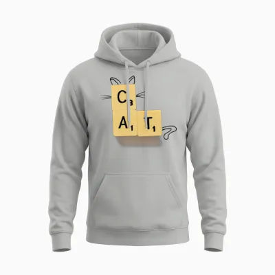 Cat Scrabble Unisex Hoodie - Ash