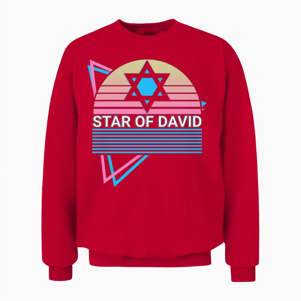 Star of David Jewish Retro Unisex Sweatshirt in Red