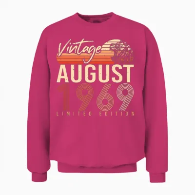 1969 August Retro Unisex Sweatshirt - Heliconia
