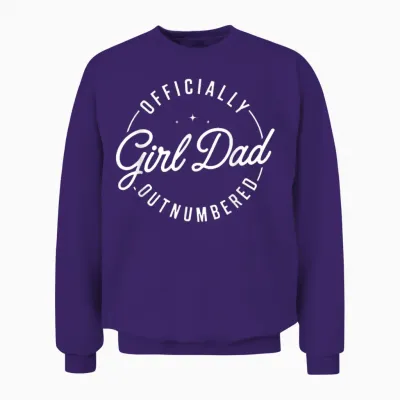 Outnumbered by Girls Girl Dad New Father of Girls Birthday Unisex Sweatshirt - Purple
