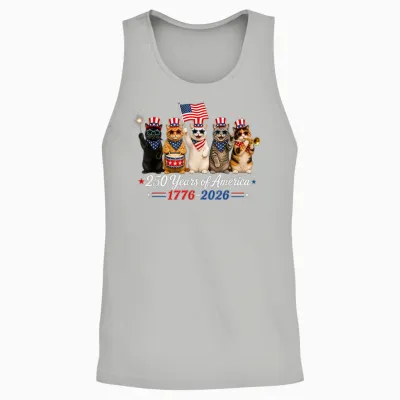 250 Years of America Cats Patriotic Cat 4th of July Cat Unisex Tank Top - Ash