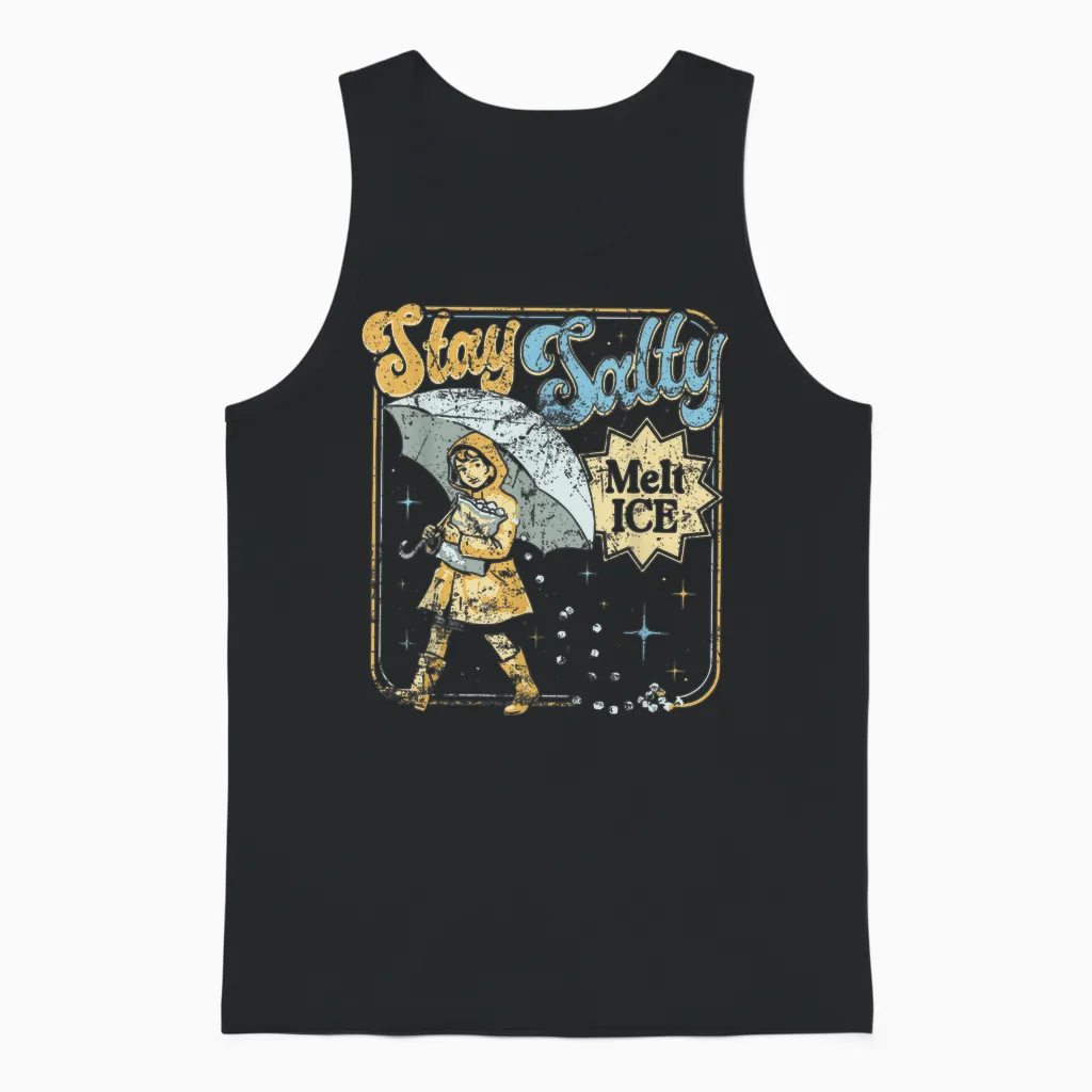 Stay Melt Ice Salty Political Retro Unisex Tank Top in Black